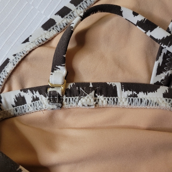 J. Crew Ruched Leopard Print Bandeau One Piece Swim Suit sz 10 - Picture 11 of 16